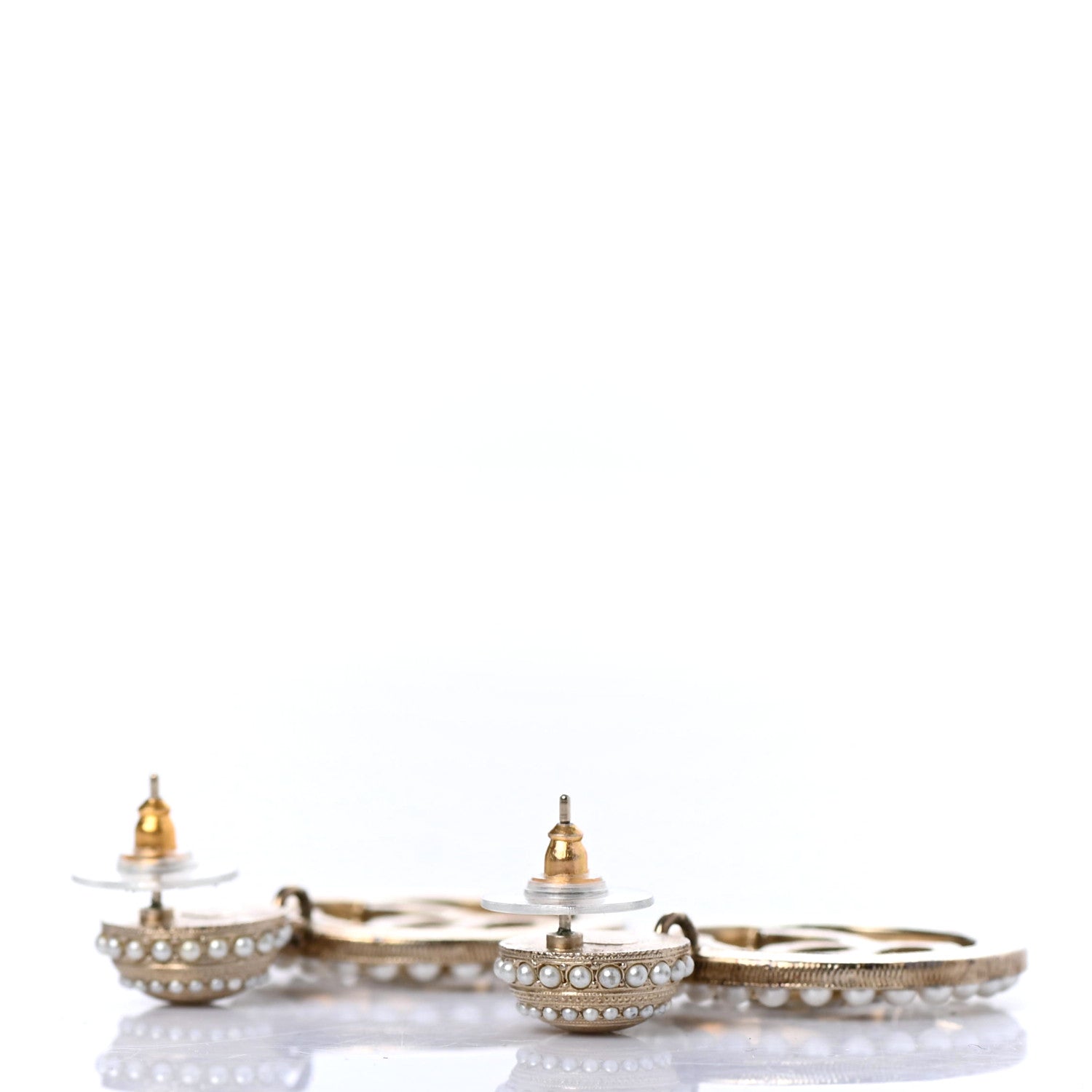 Chanel Pearl CC Drop Earrings Light Gold 3 of 4