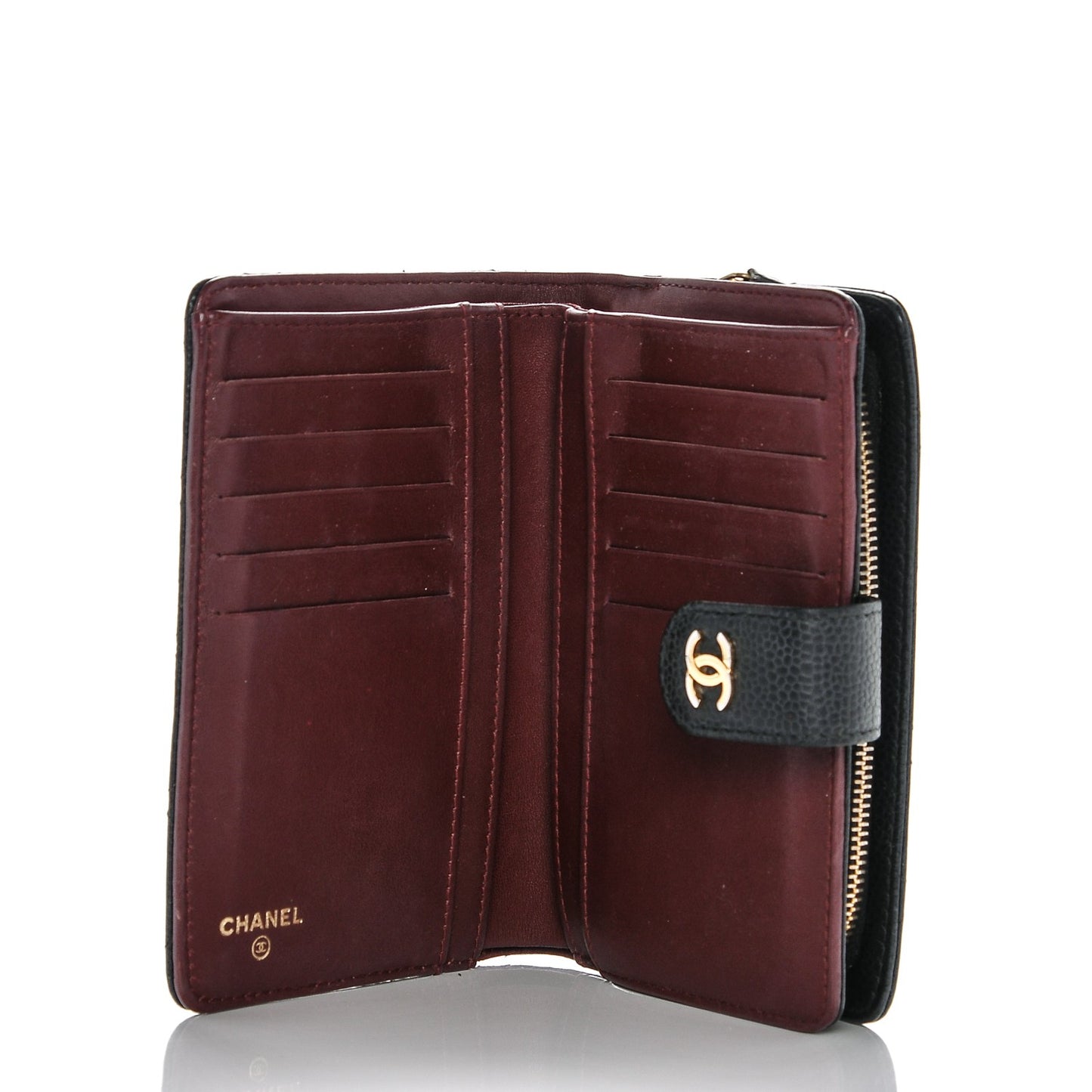 Caviar Quilted Zipped Pocket Wallet Black