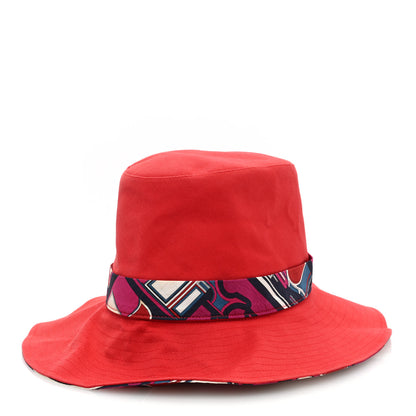 Hermes Cotton Twilly Bucket Hat 56 Red Multicolor 1 of 8