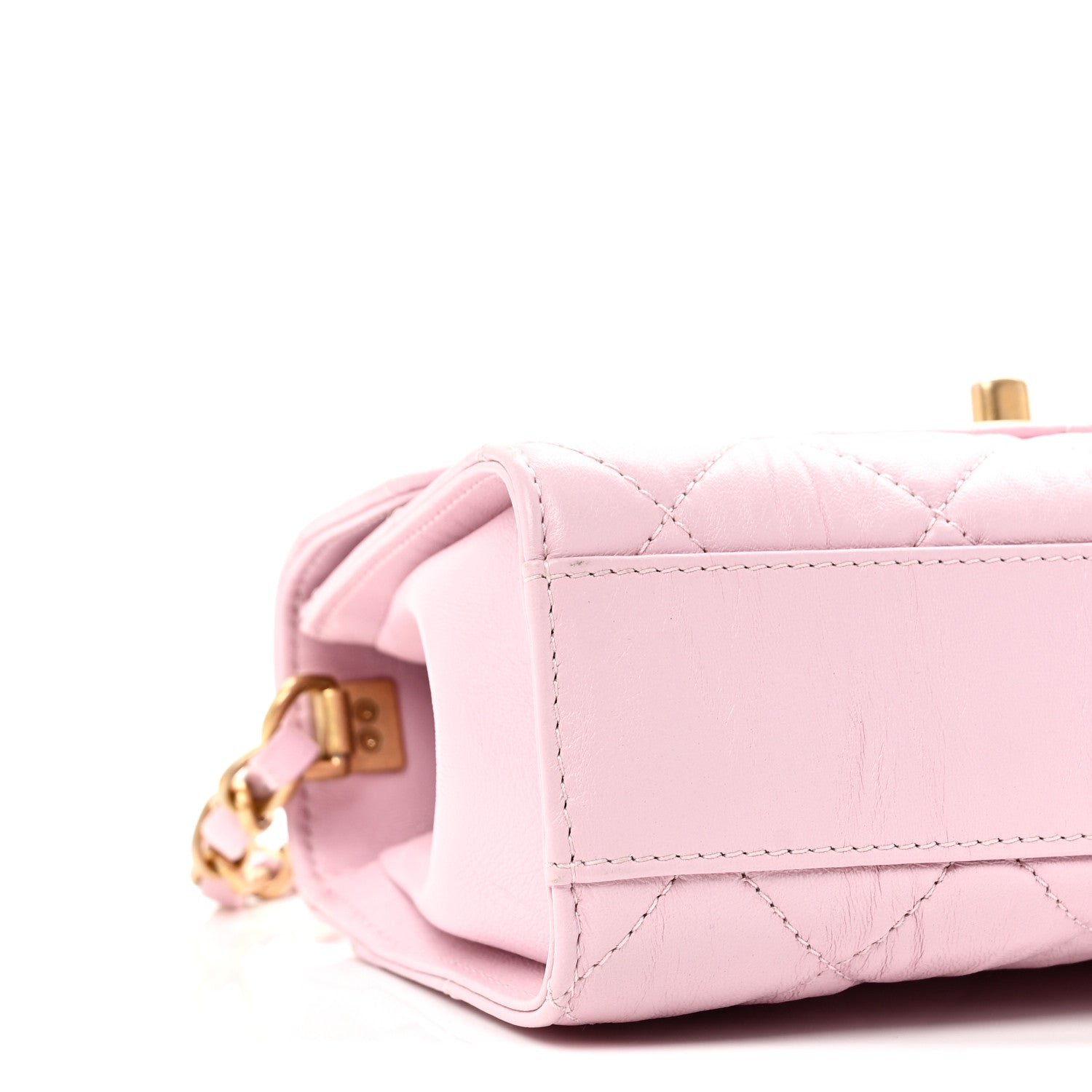 Chanel Crumpled Lambskin Quilted Mini CC Links Top Handle Flap Light Pink 9 of 10