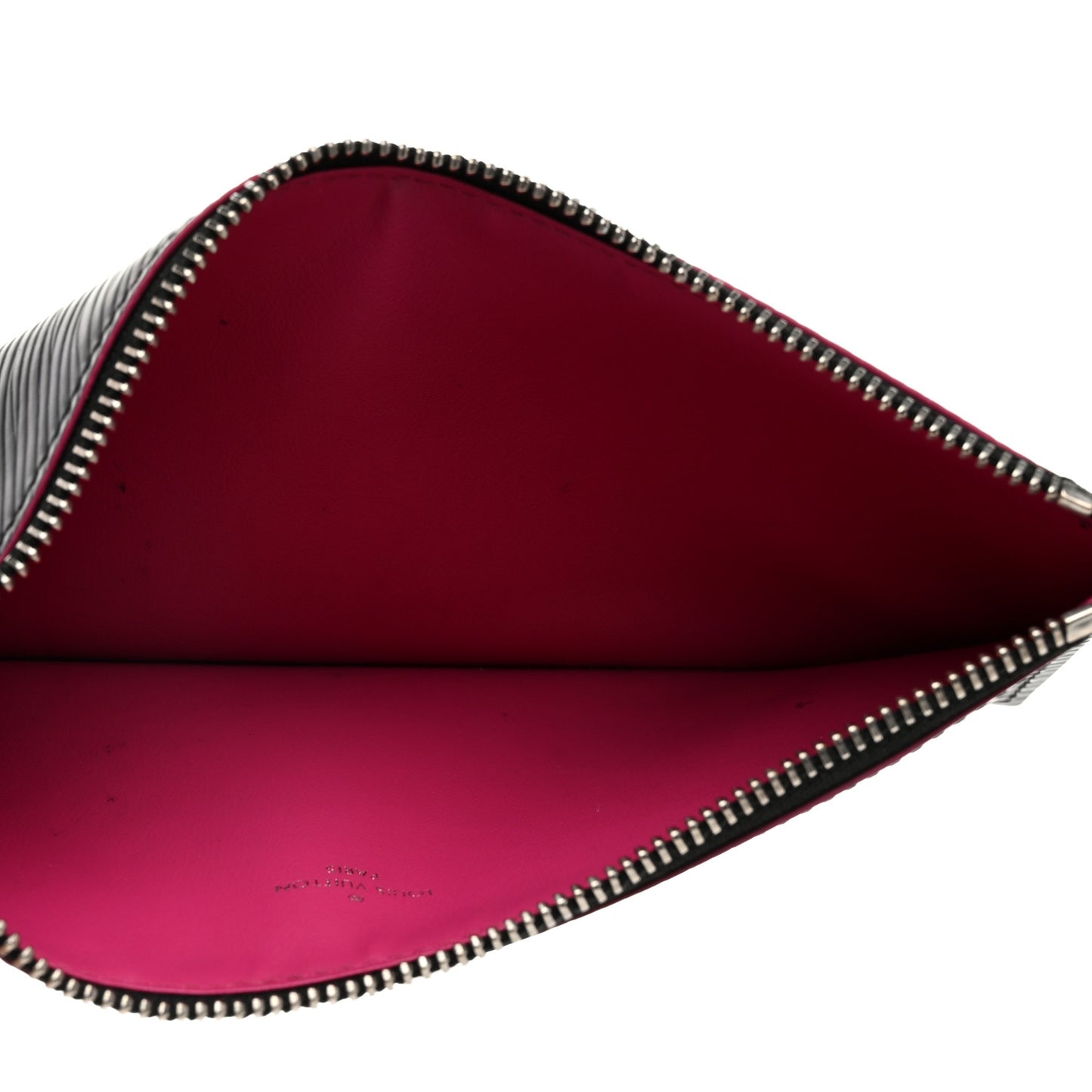 Epi Felicie Chain Wallet Zippered Insert Black Hot Pink