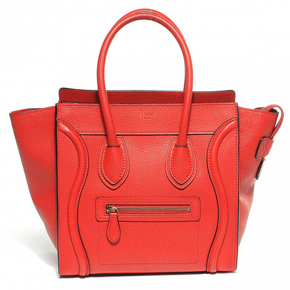 Celine Drummed Leather Micro Luggage Coquelicot 1 of 12