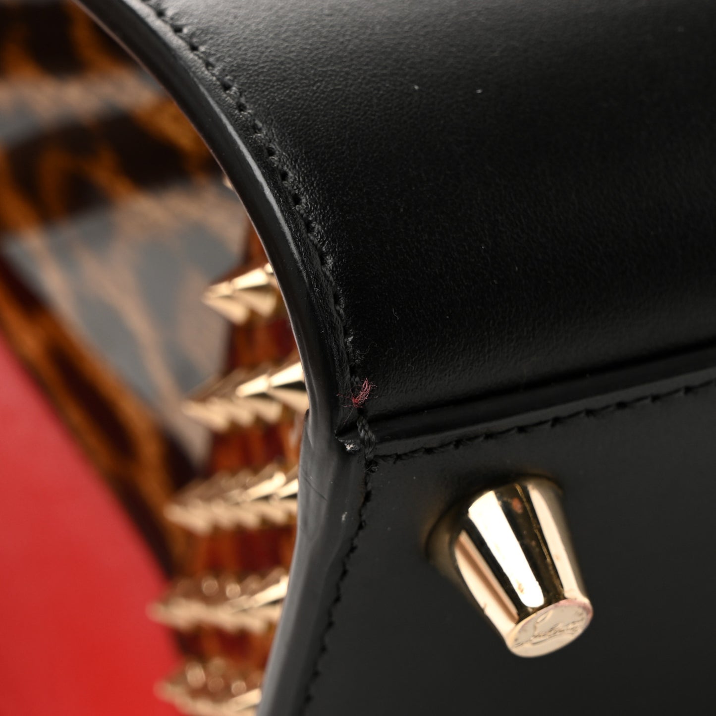 Calfskin Patent Leopard Studded Small Paloma Black
