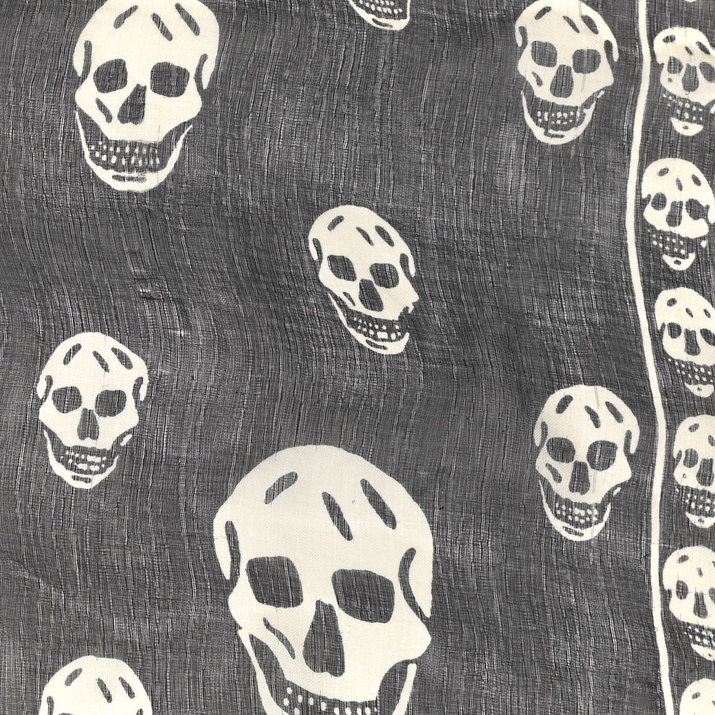 Silk Chiffon Skull Scarf Black Ivory