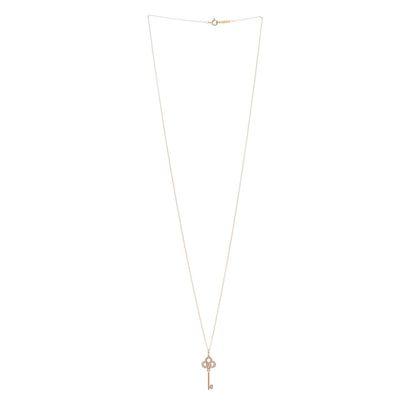 Tiffany 18K Rose Gold Diamond Mini Crown Key Pendant Necklace 3 of 5