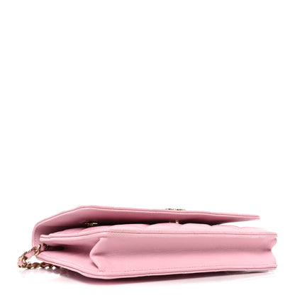Chanel Caviar Quilted Textured CC Wallet on Chain WOC Light Pink 3 of 11
