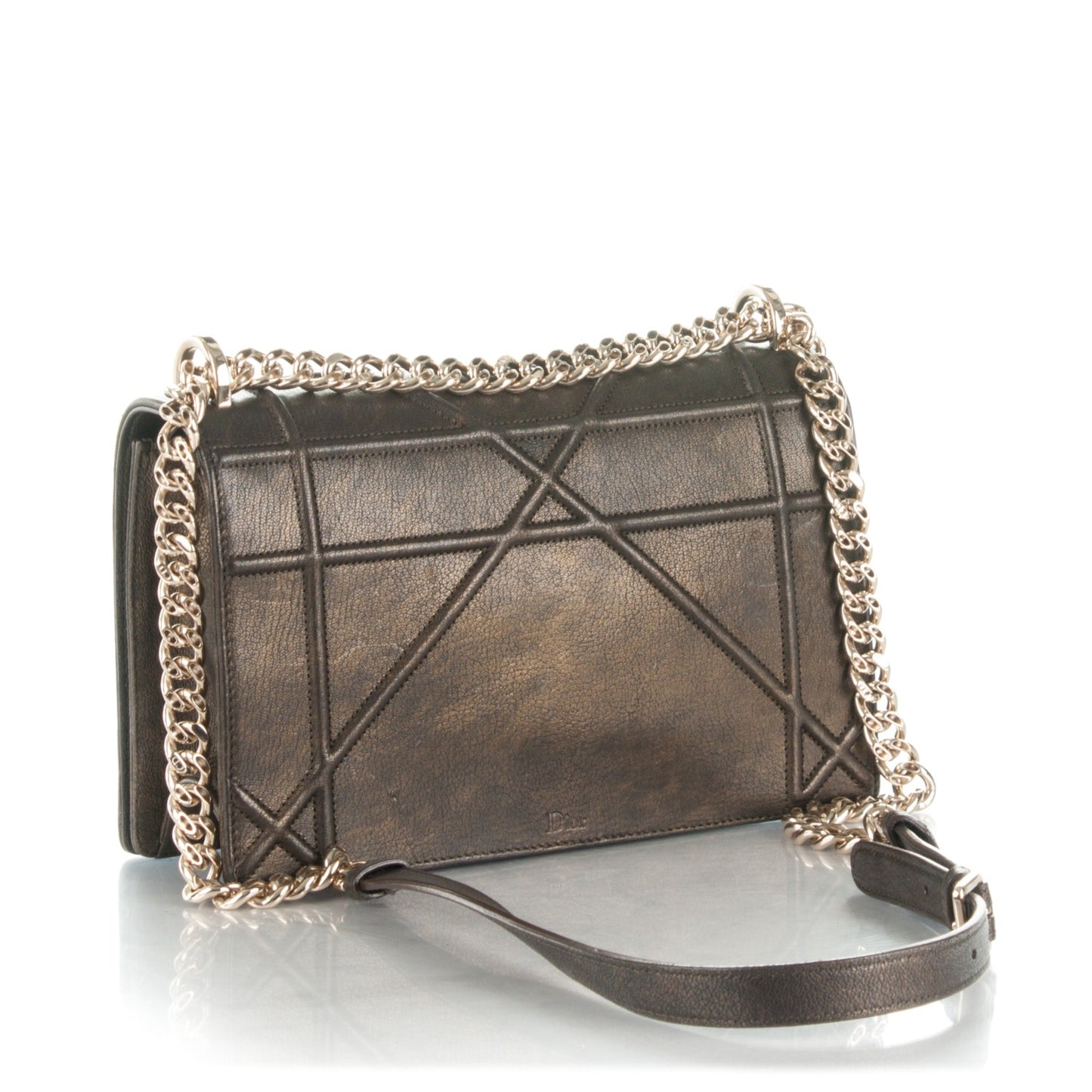 Metallic Goatskin Medium Diorama Flap Bag Brown