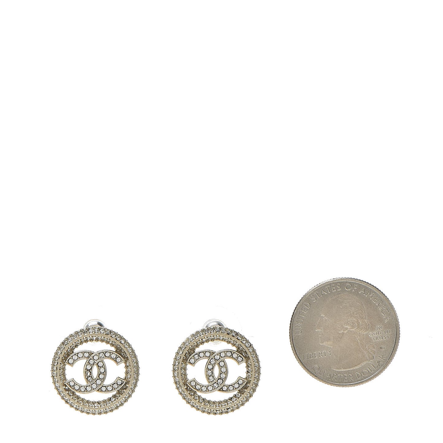 Crystal CC Vendome Round Earrings Gold