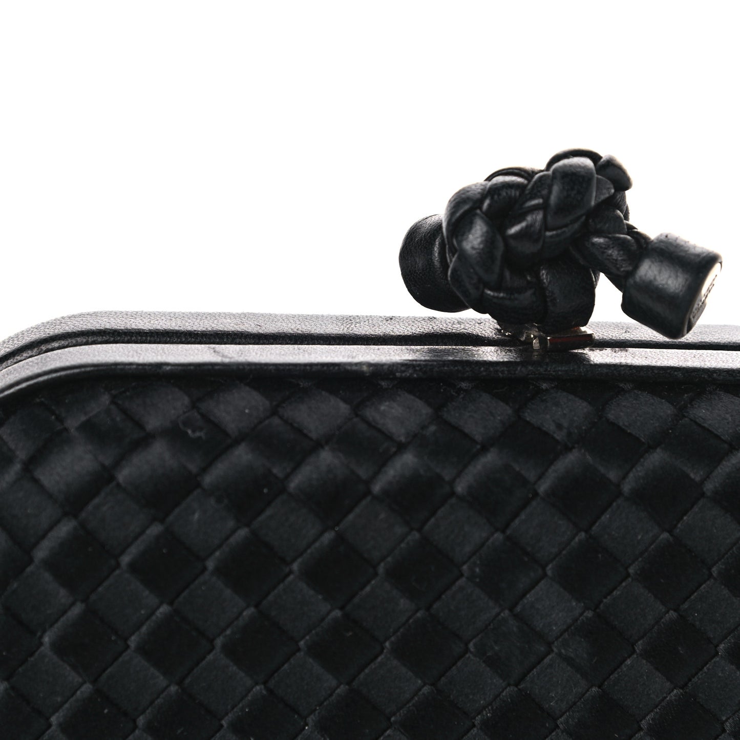Satin Intreccio Impero Knot Clutch Black