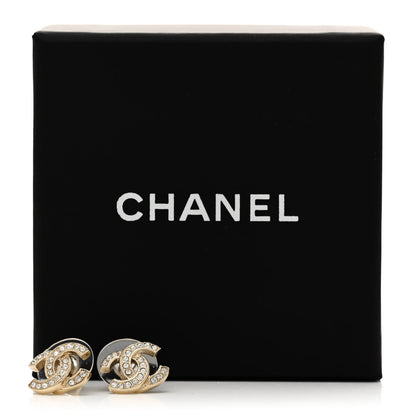 Chanel Crystal CC Earrings Gold 5 of 5