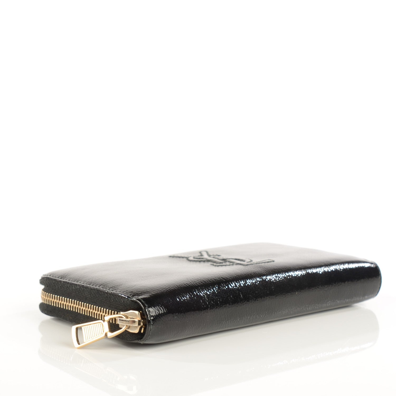 Saint Laurent Textured Patent Monogram Belle De Jour Zip Around Wallet Black 4 of 9
