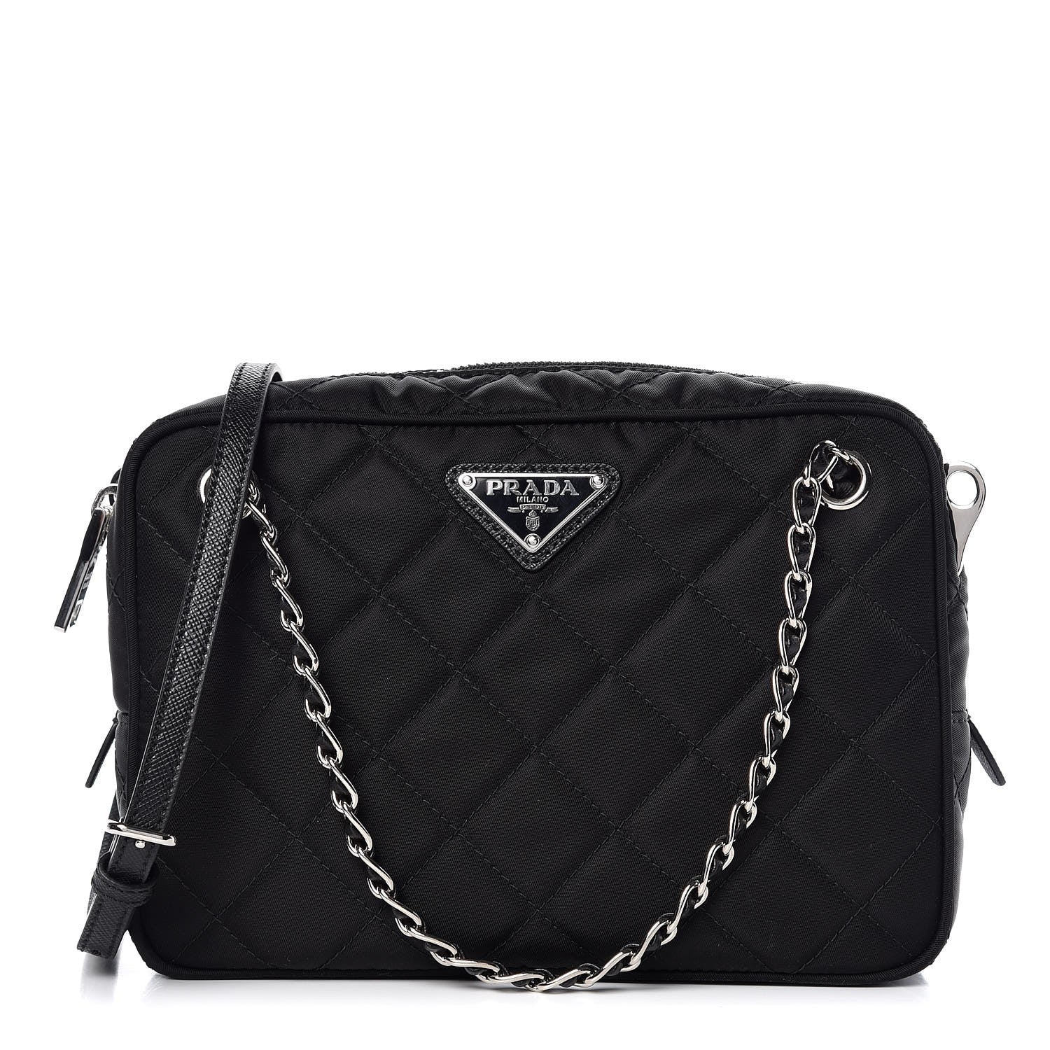 Prada Nylon Tessuto Impuntu Quilted Bandoliera Crossbody Bag Black 1 of 8