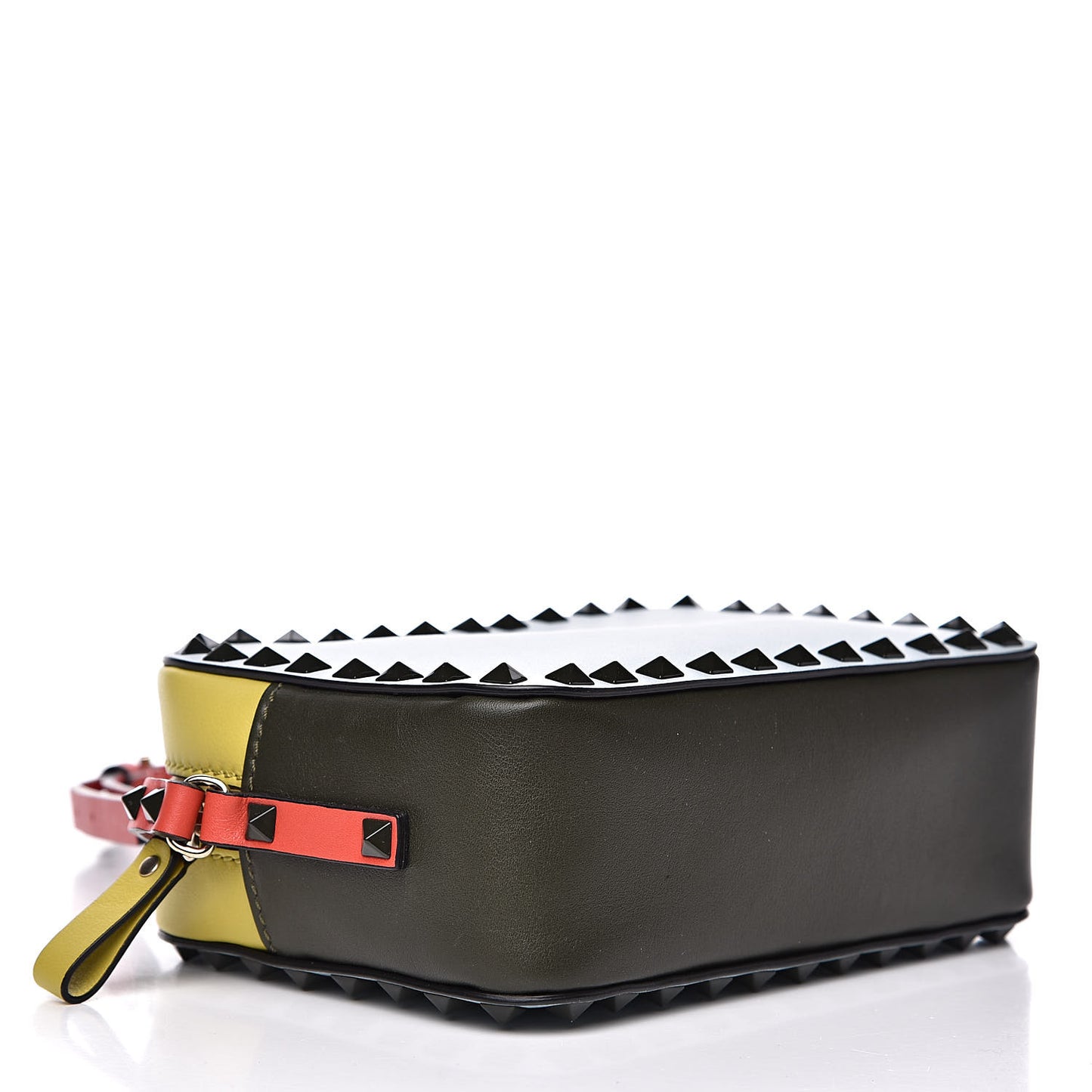 Calfskin Colorblock Rockstud Camera Crossbody Bag Multicolor