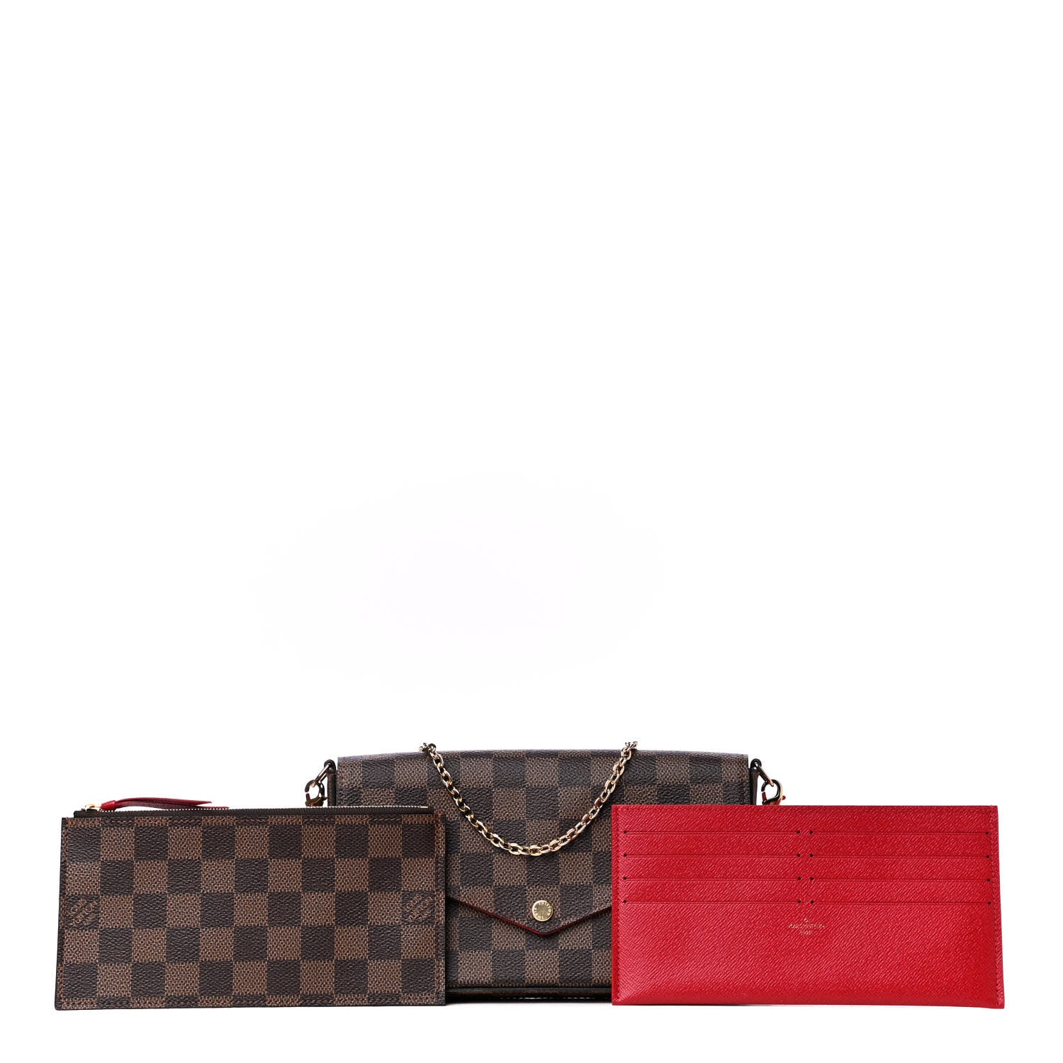 Louis Vuitton Damier Ebene Pochette Felicie Chain Wallet 2 of 5