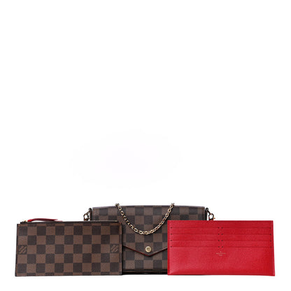 Louis Vuitton Damier Ebene Pochette Felicie Chain Wallet 2 of 5