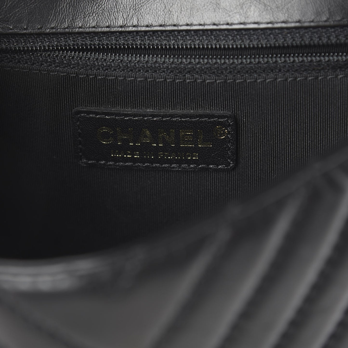 Calfskin Chevron Quilted Top Handle Flap Black