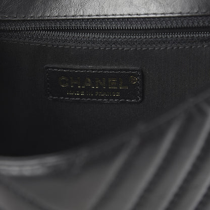 Chanel Calfskin Chevron Quilted Top Handle Flap Black 7 of 9