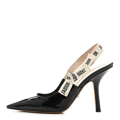 Christian Dior Patent Ribbon J'Adior Slingback 100mm Pumps 39 Black 1 of 13