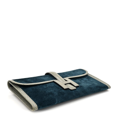 Hermes Veau Doblis Lizard Jige Elan 29 Clutch Bleu Ocean 4 of 9