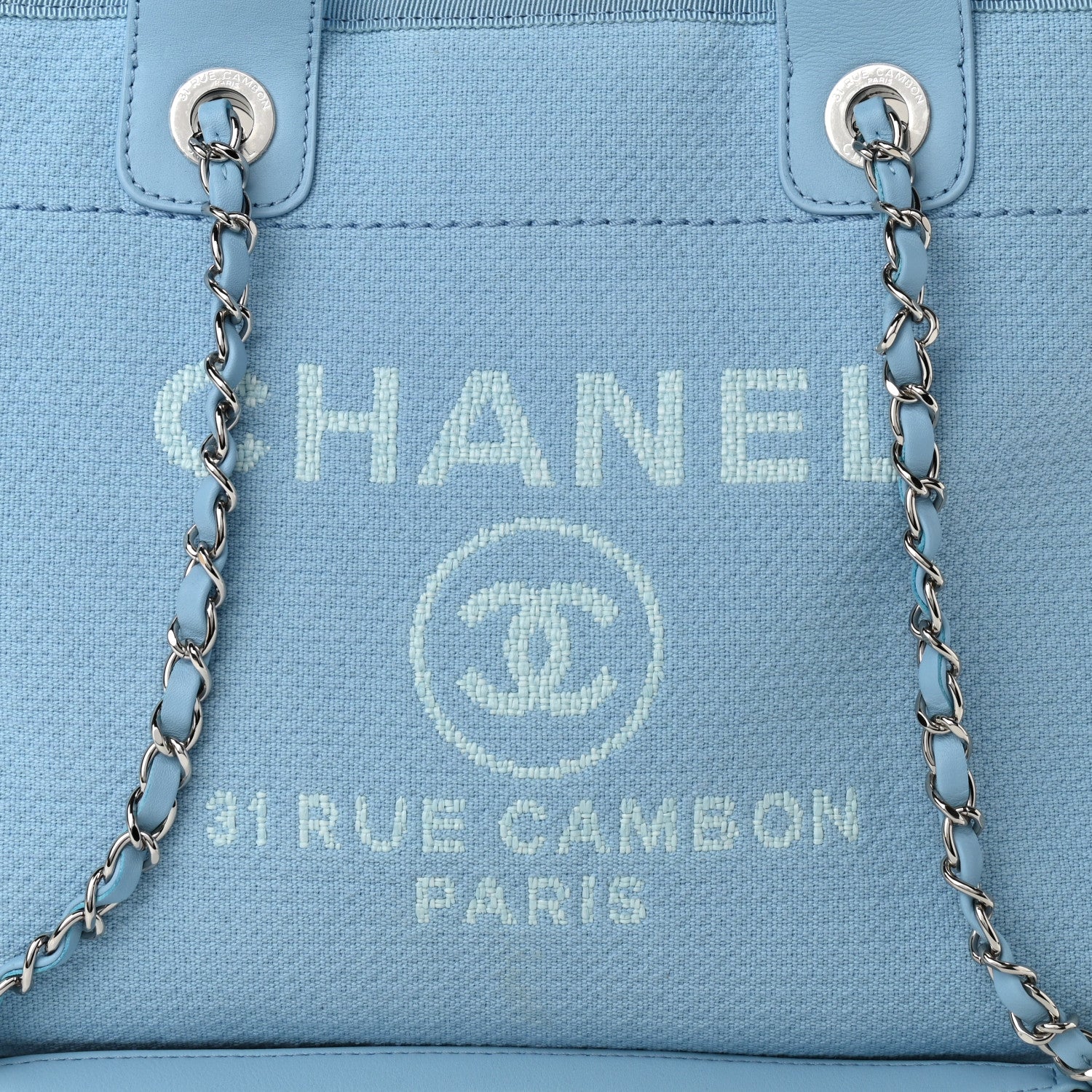Chanel Mixed Fibers Small Deauville Tote Light Blue 8 of 11