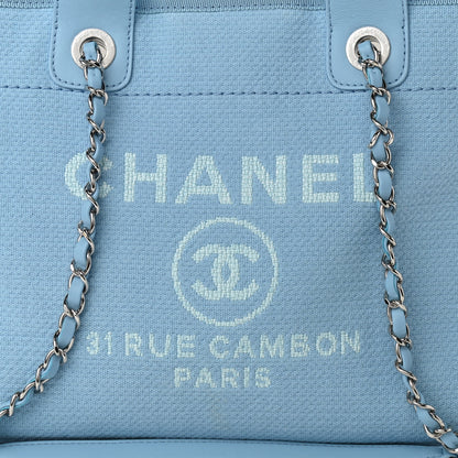Chanel Mixed Fibers Small Deauville Tote Light Blue 8 of 11