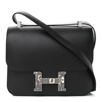 Hermes Grained Monsieur Lizard Constance 24 Black Ombre 1 of 4