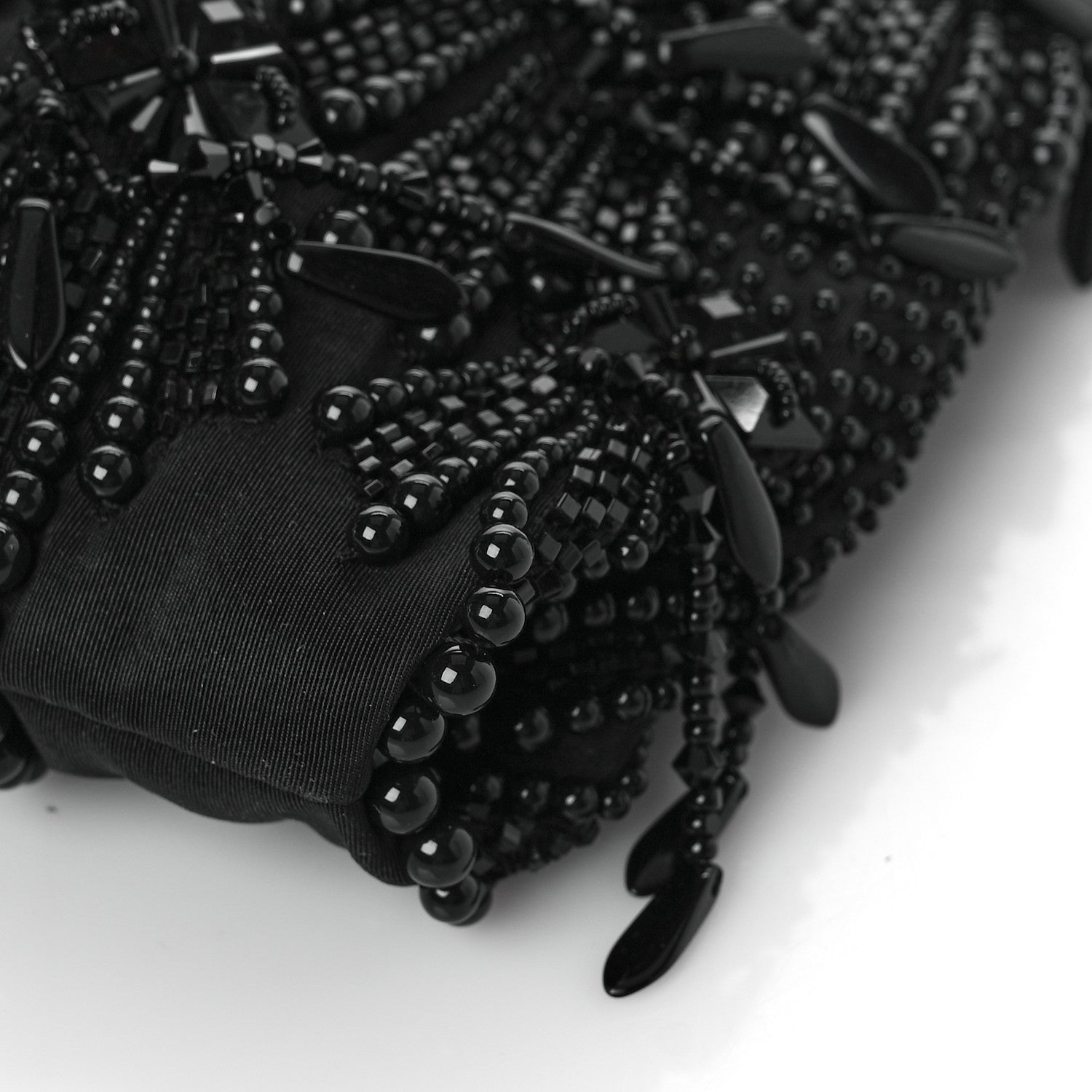 Jimmy Choo Satin Bead Embellished Callie Fringe Tassel Chain Evening Bag Black 8 of 8