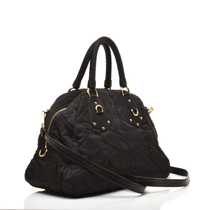 Prada Nylon Chevron Quilted Dome Satchel Black 5 of 8