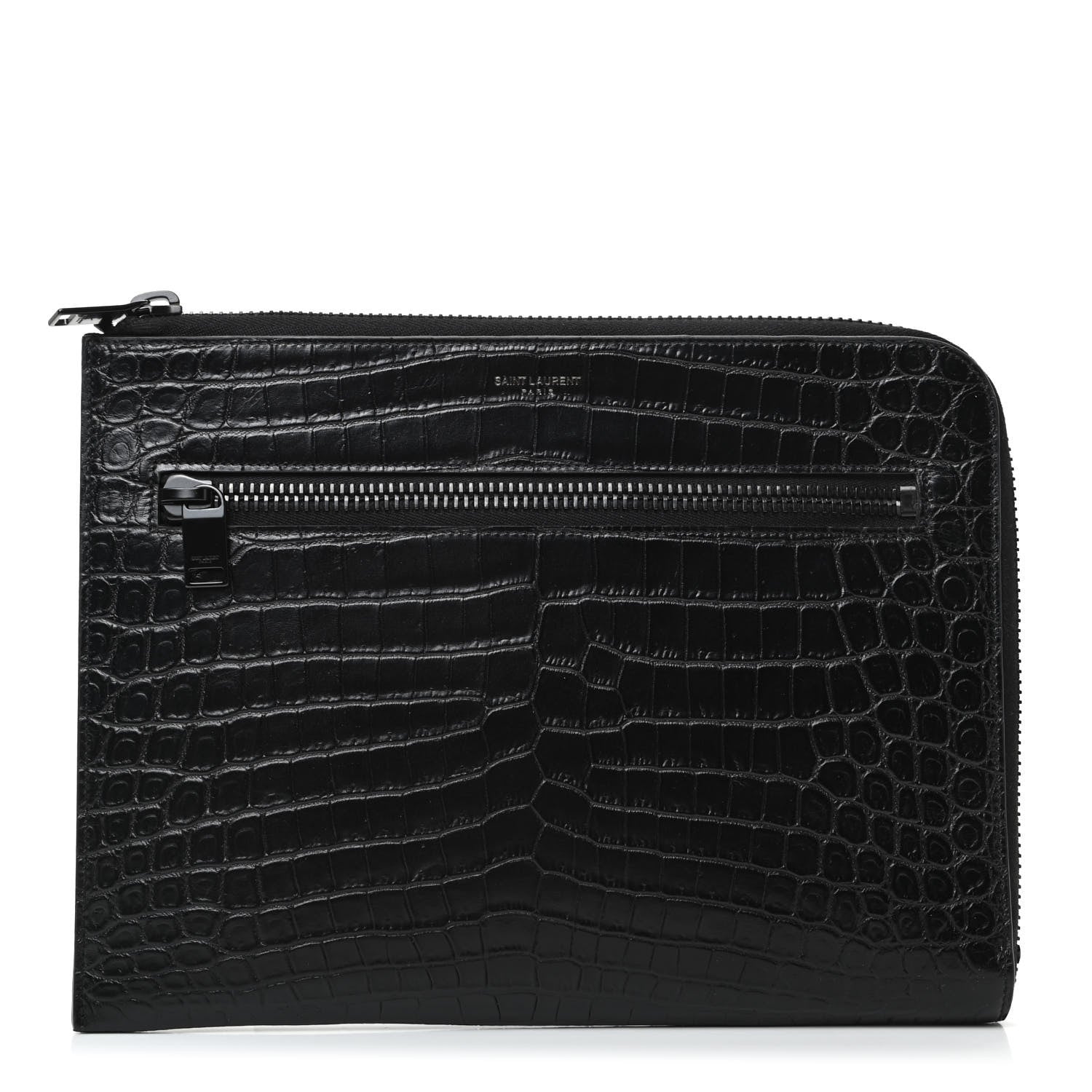 Saint Laurent Calfskin Crocodile Embossed iPad Case Black 1 of 7