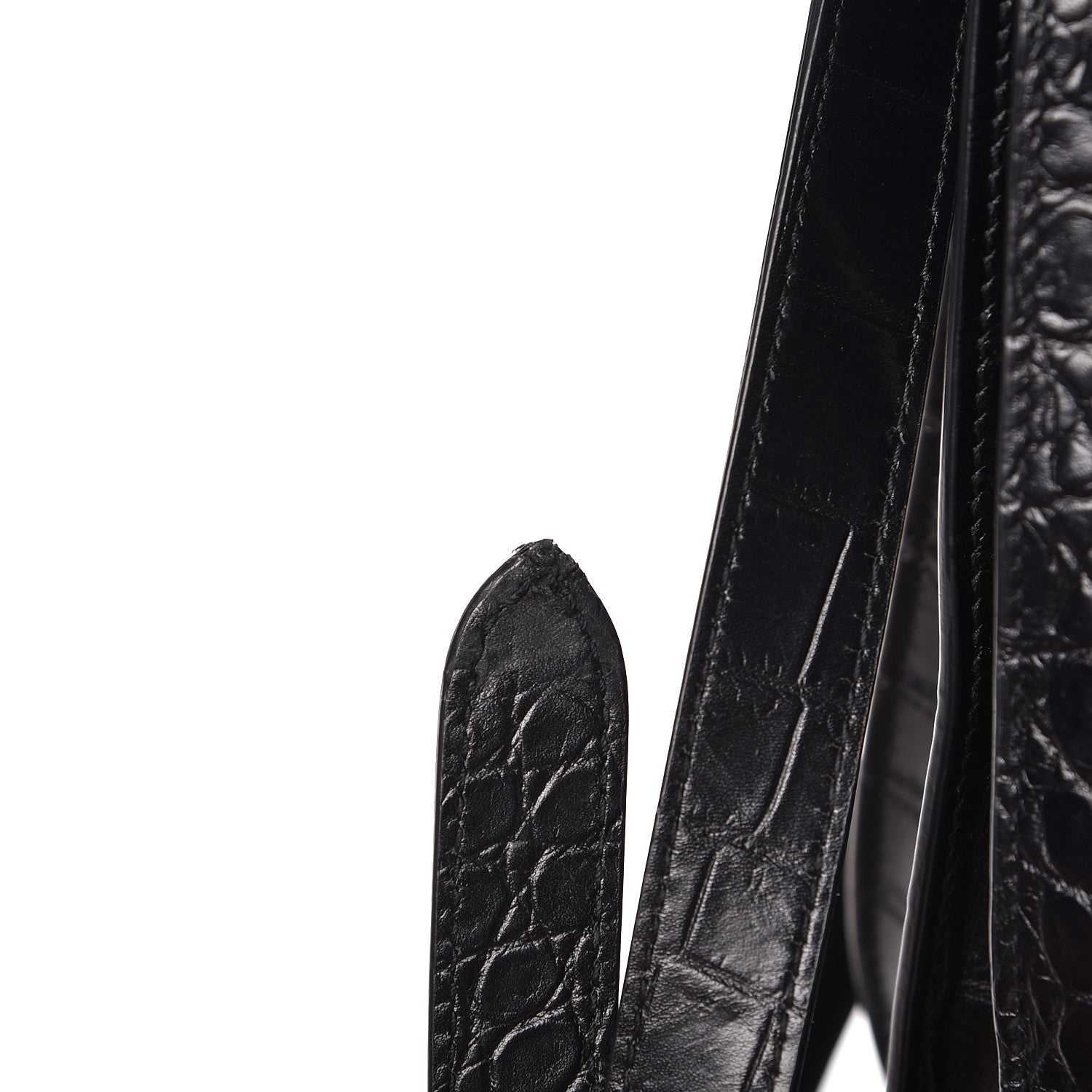 Saint Laurent Calfskin Crocodile Embossed Medium Supple Sac de Jour Black 7 of 8