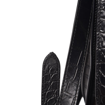 Saint Laurent Calfskin Crocodile Embossed Medium Supple Sac de Jour Black 7 of 8