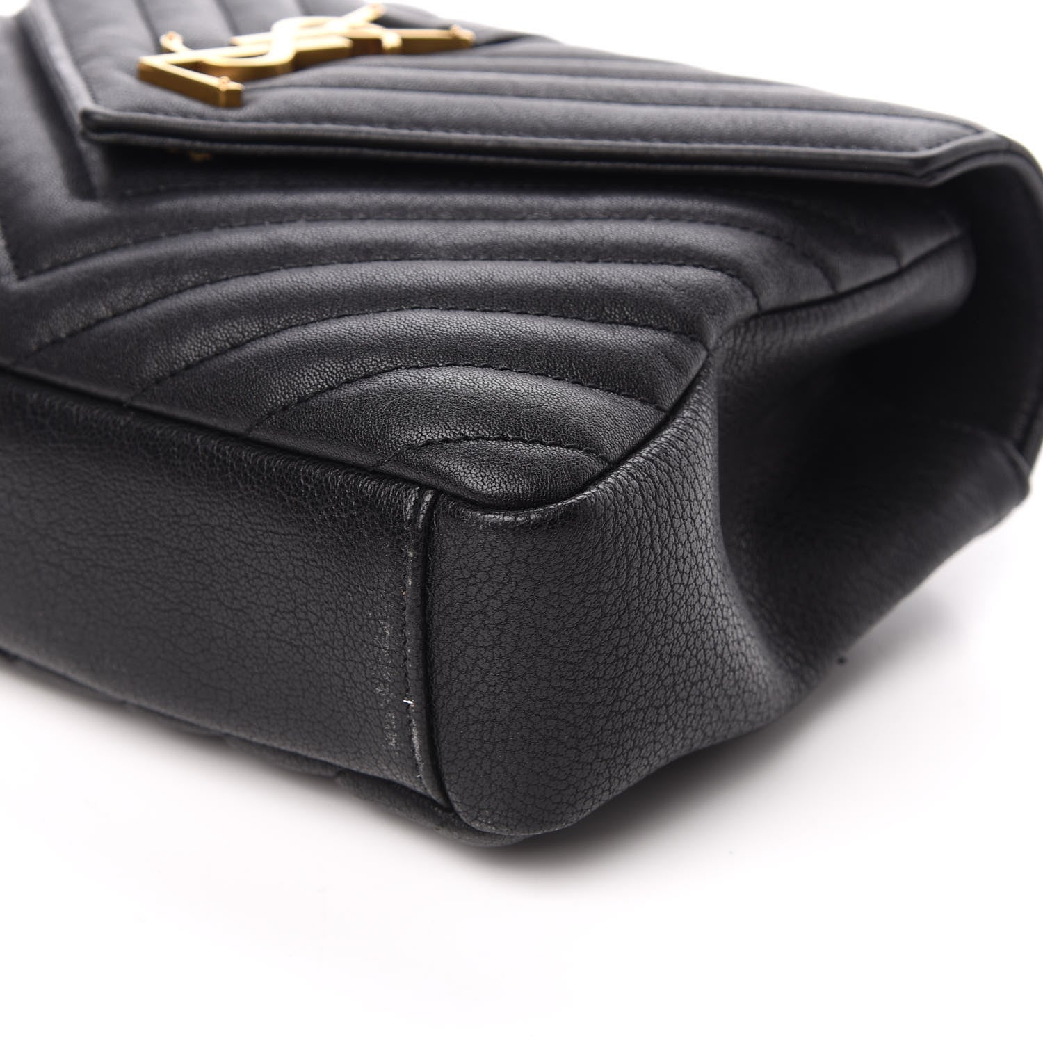 Saint Laurent Sheepskin Matelasse Chevron Monogram Medium College Bag Black 8 of 9