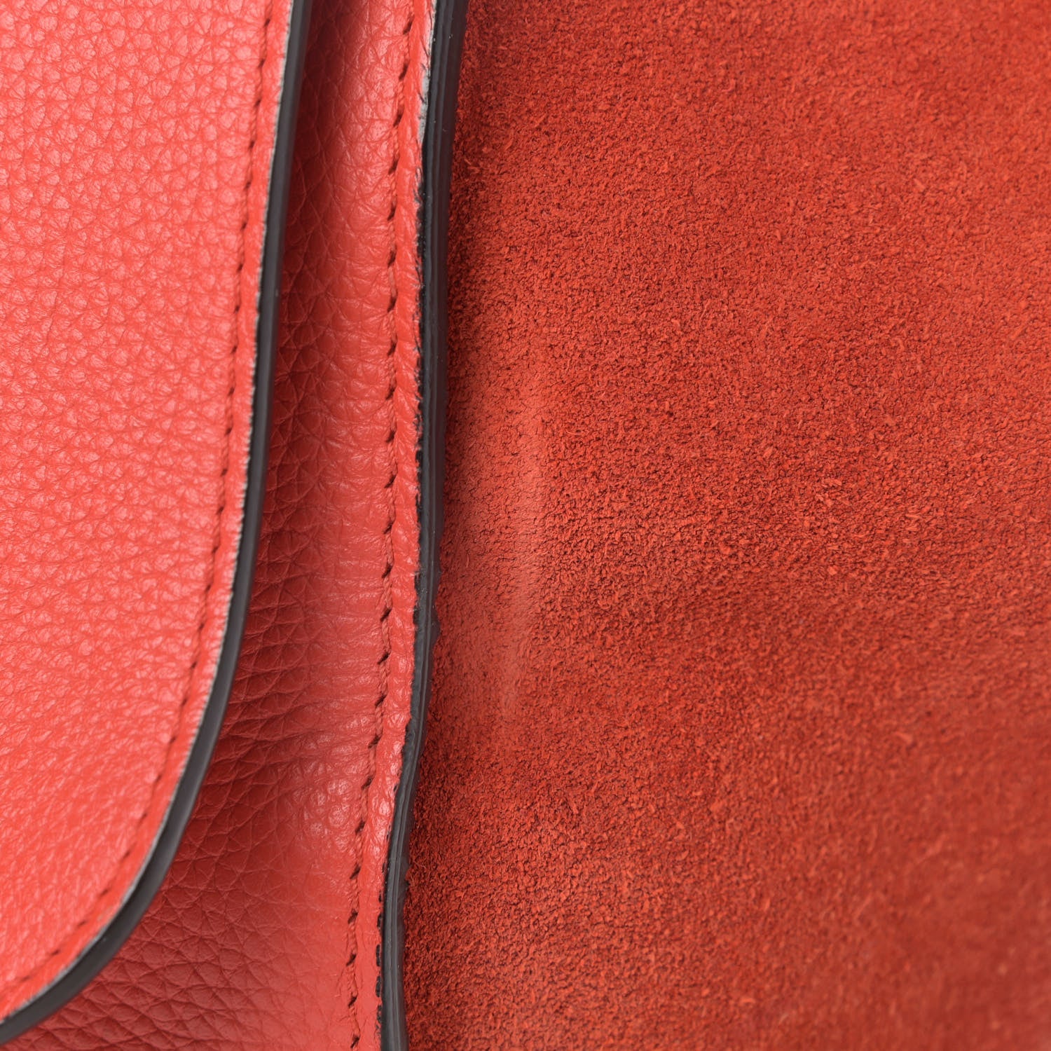 Celine Drummed Calfskin Suede Medium Trapeze Coquelicot 12 of 12