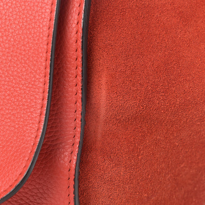 Celine Drummed Calfskin Suede Medium Trapeze Coquelicot 12 of 12