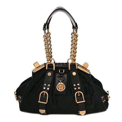 Versace Satin Chain Satchel Black 1 of 10