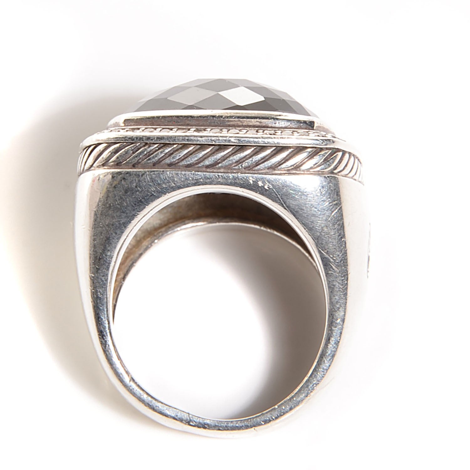 David Yurman Sterling Silver Diamond Black Onyx 20mm Albion Statement Ring 60 9 6 of 6