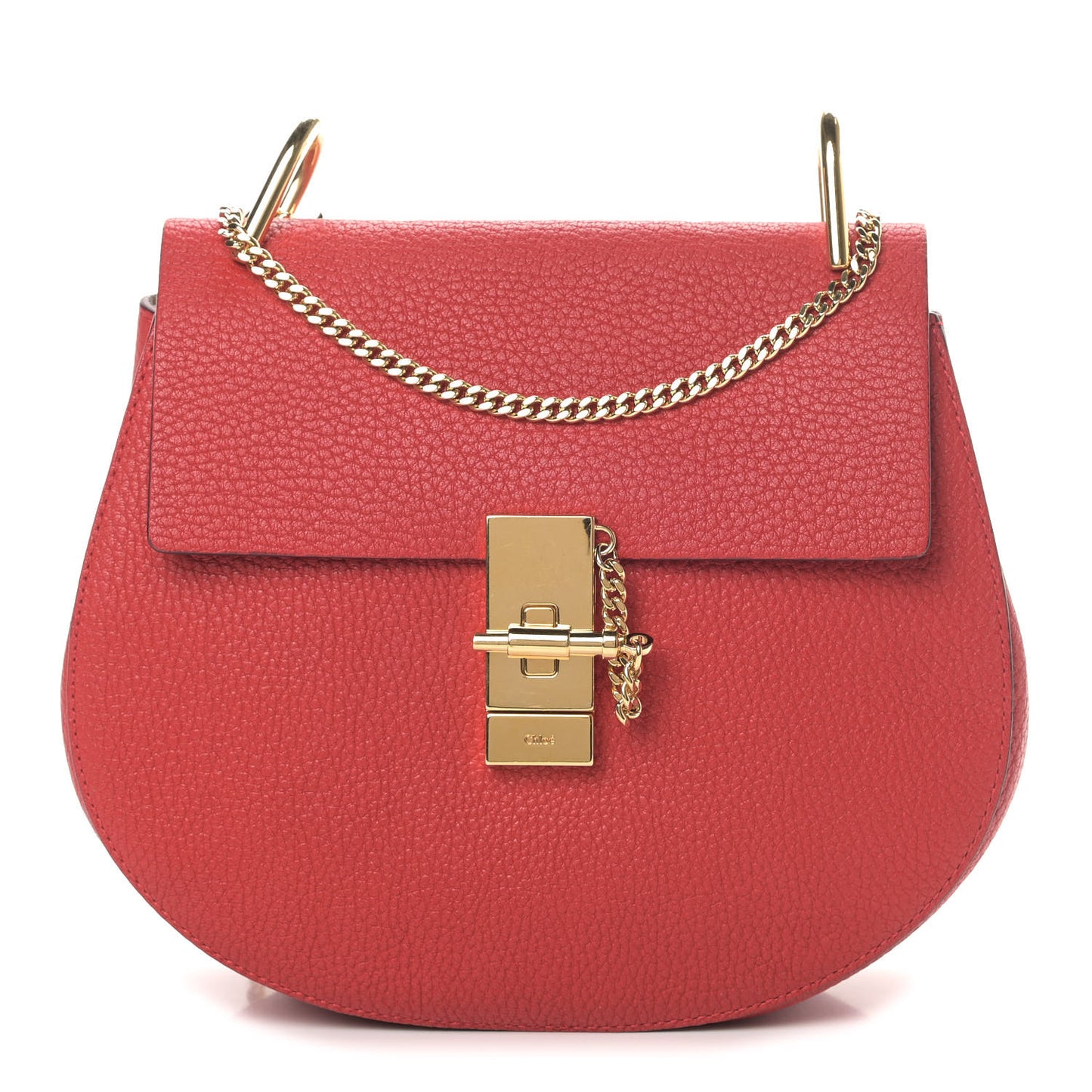 Grained Lambskin Drew Shoulder Bag Plaid Red