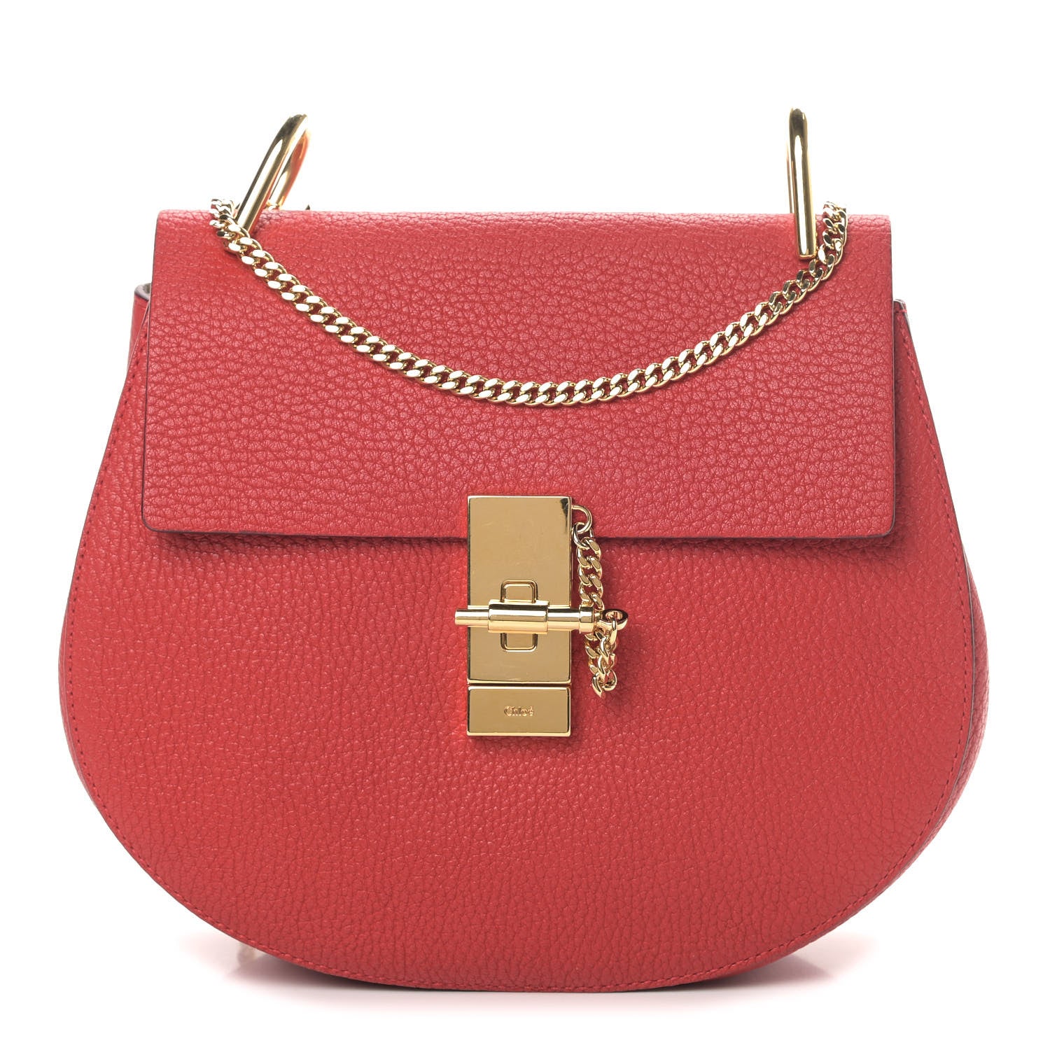Chloe Grained Lambskin Drew Shoulder Bag Plaid Red 1 of 10