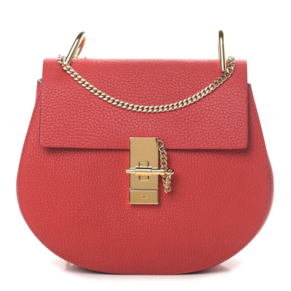 Chloe Grained Lambskin Drew Shoulder Bag Plaid Red 1 of 10
