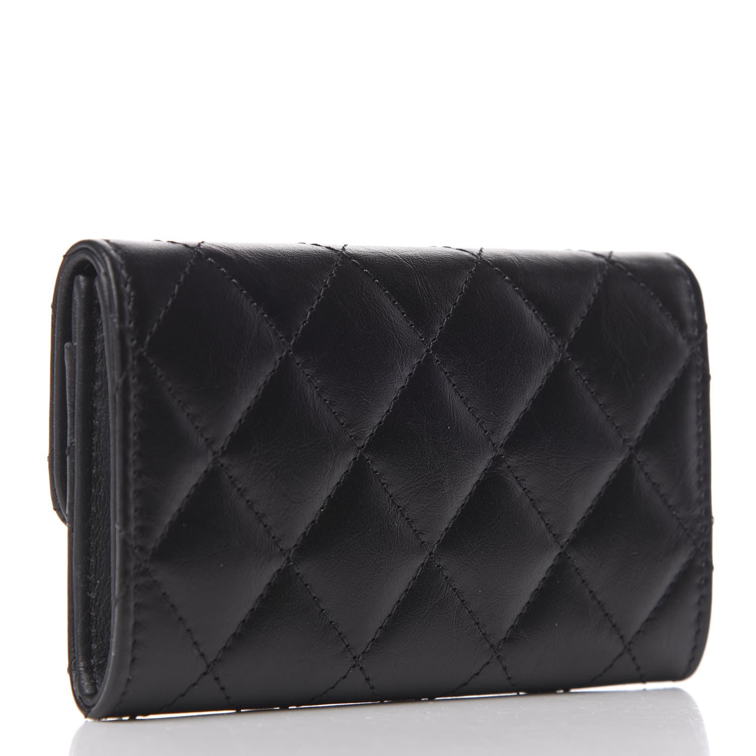 Chanel Aged Calfskin Quilted Reissue Flap Card Holder Black 3 of 8