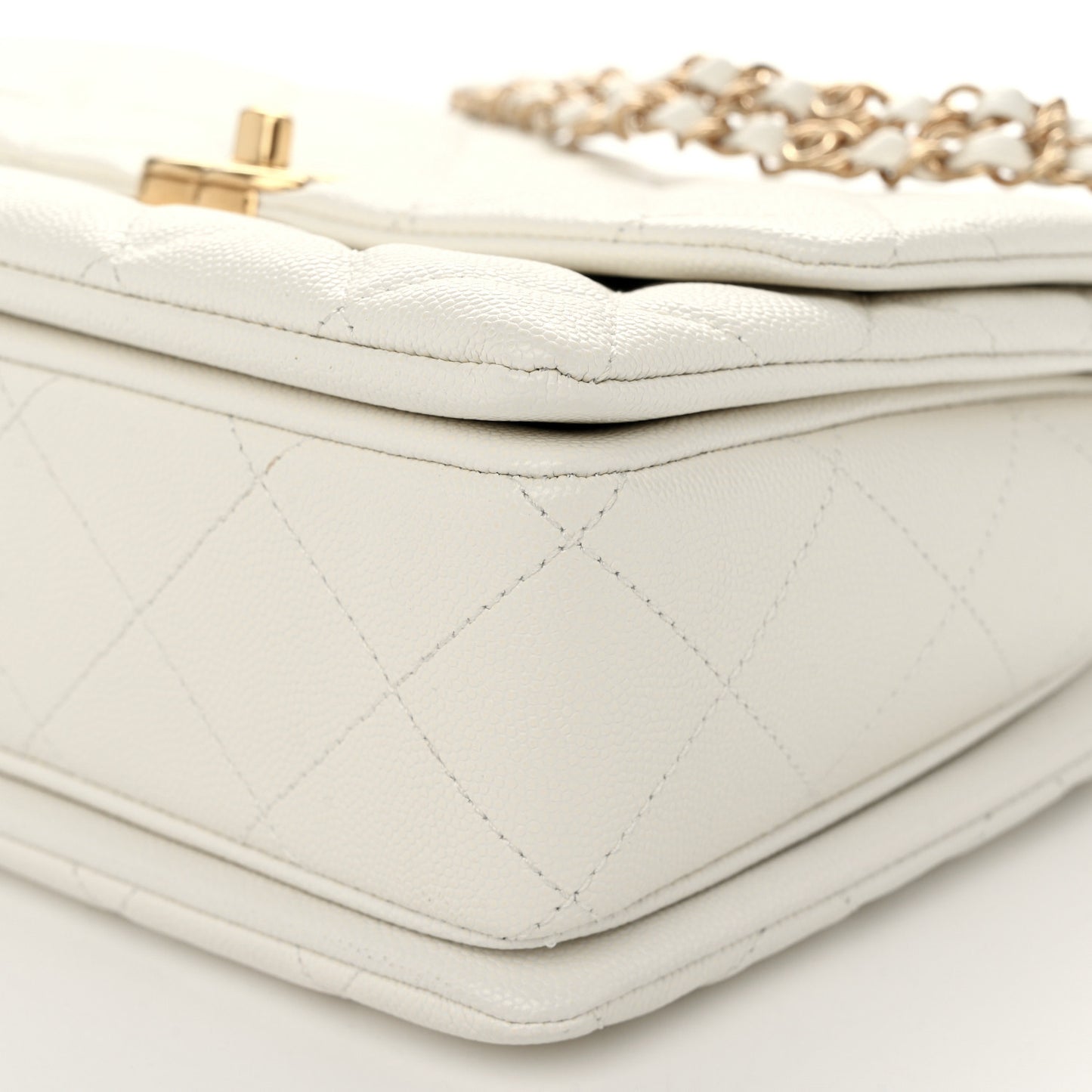 Caviar Quilted Coco First Flap White