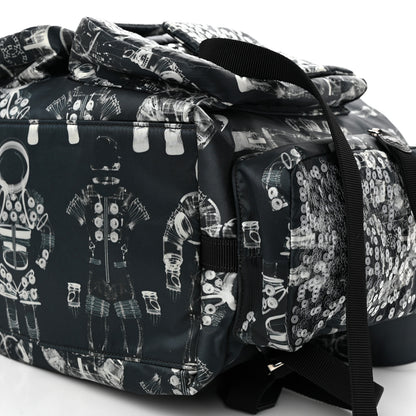 Chanel Sequin Nylon Lambskin Astronaut Essentials Backpack Black White 11 of 13
