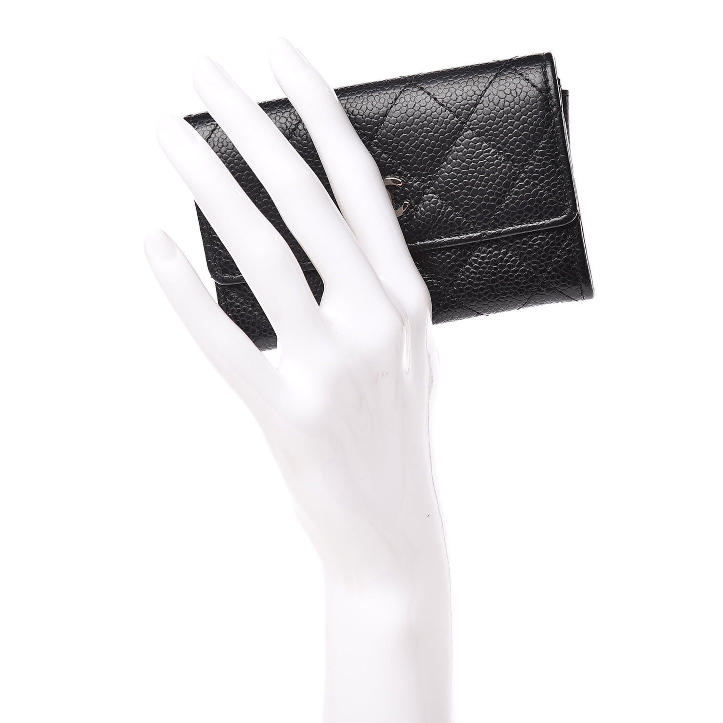 Caviar Quilted Flap Card Holder Black