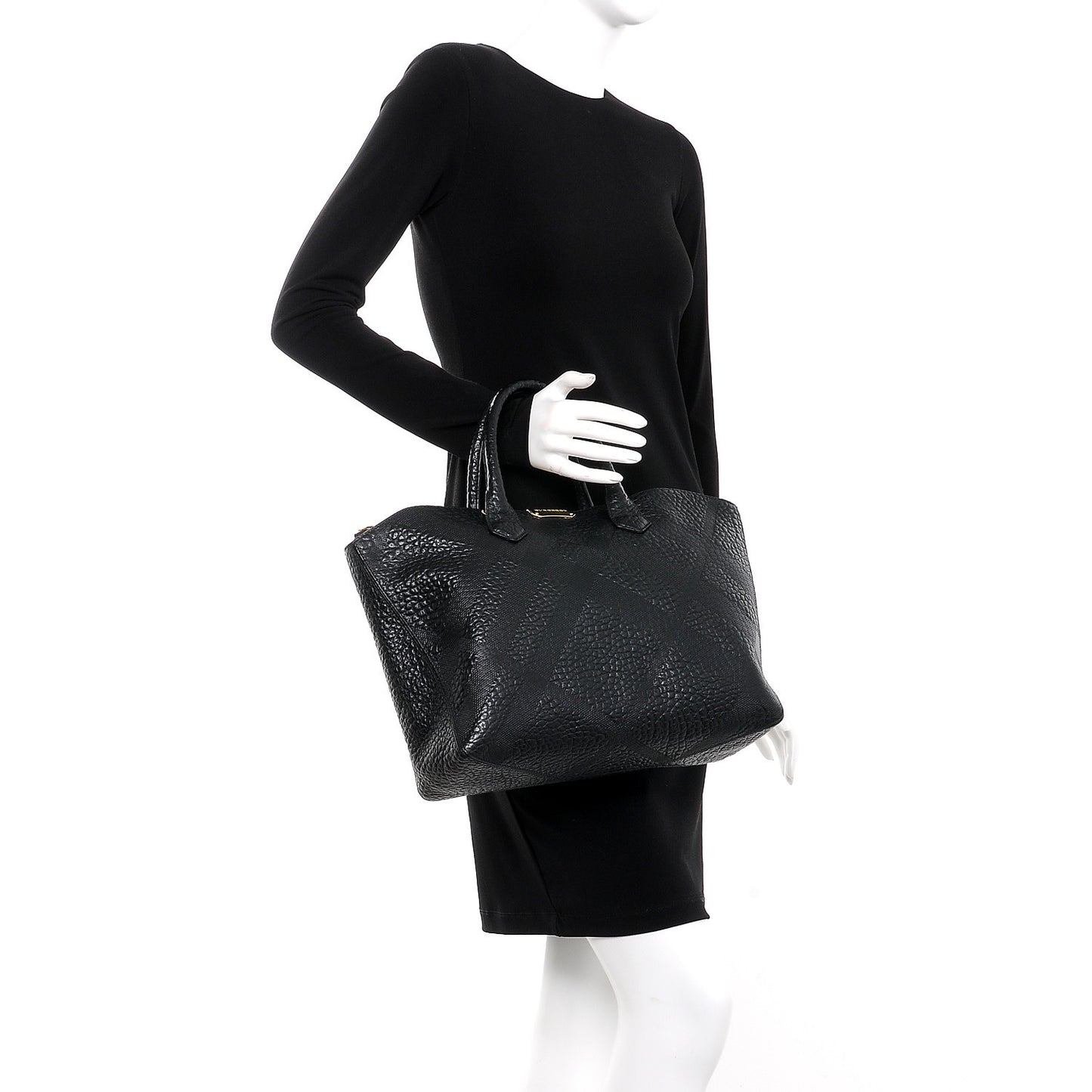 Heritage Grain Check Embossed Medium Dewsbury Tote Black