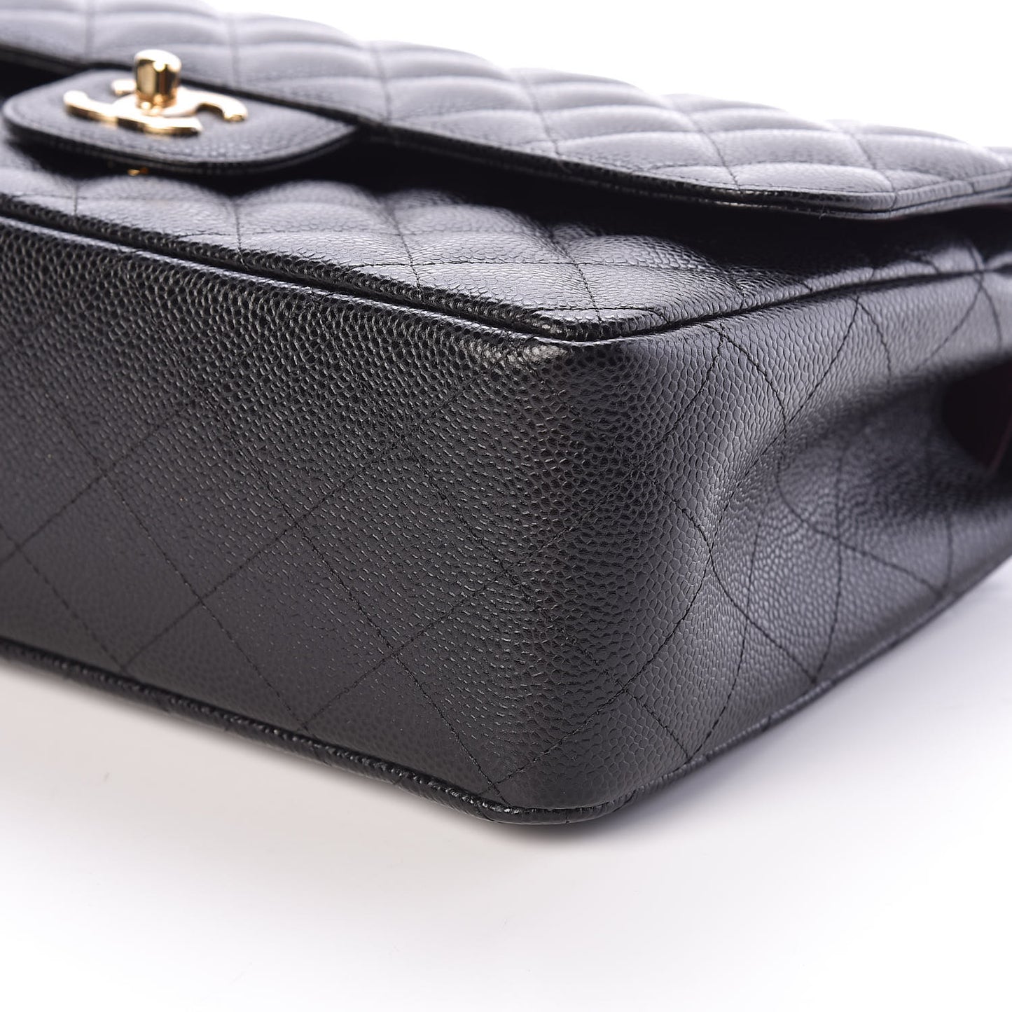 Caviar Quilted Jumbo Double Flap Black