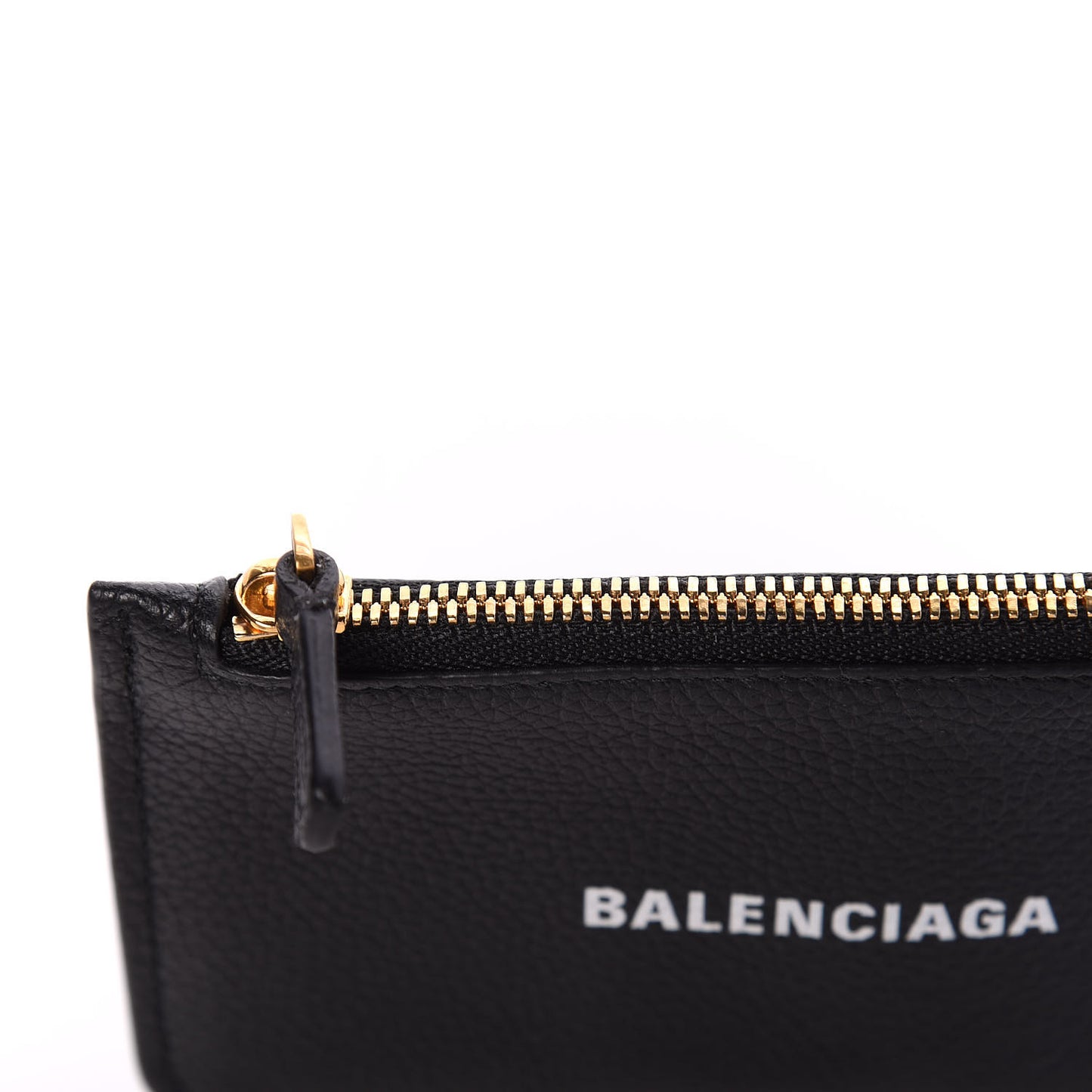 Grained Calfskin Logo Cash Long Coin Card Holder Black White