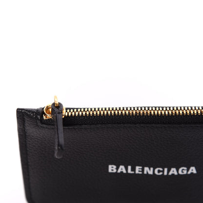 Balenciaga Grained Calfskin Logo Cash Long Coin Card Holder Black White 9 of 10