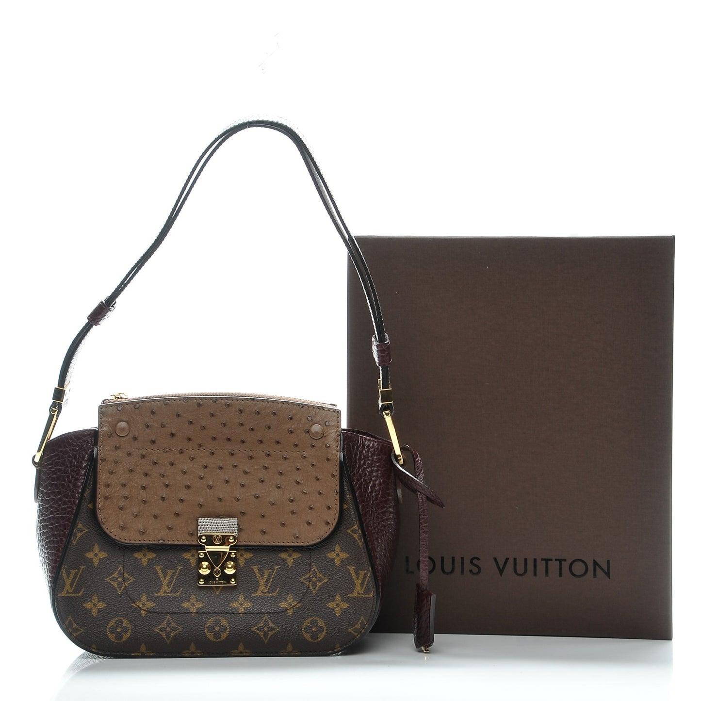 Ostrich Lizard Exotique Majestueux Shoulder Bag Bordeaux