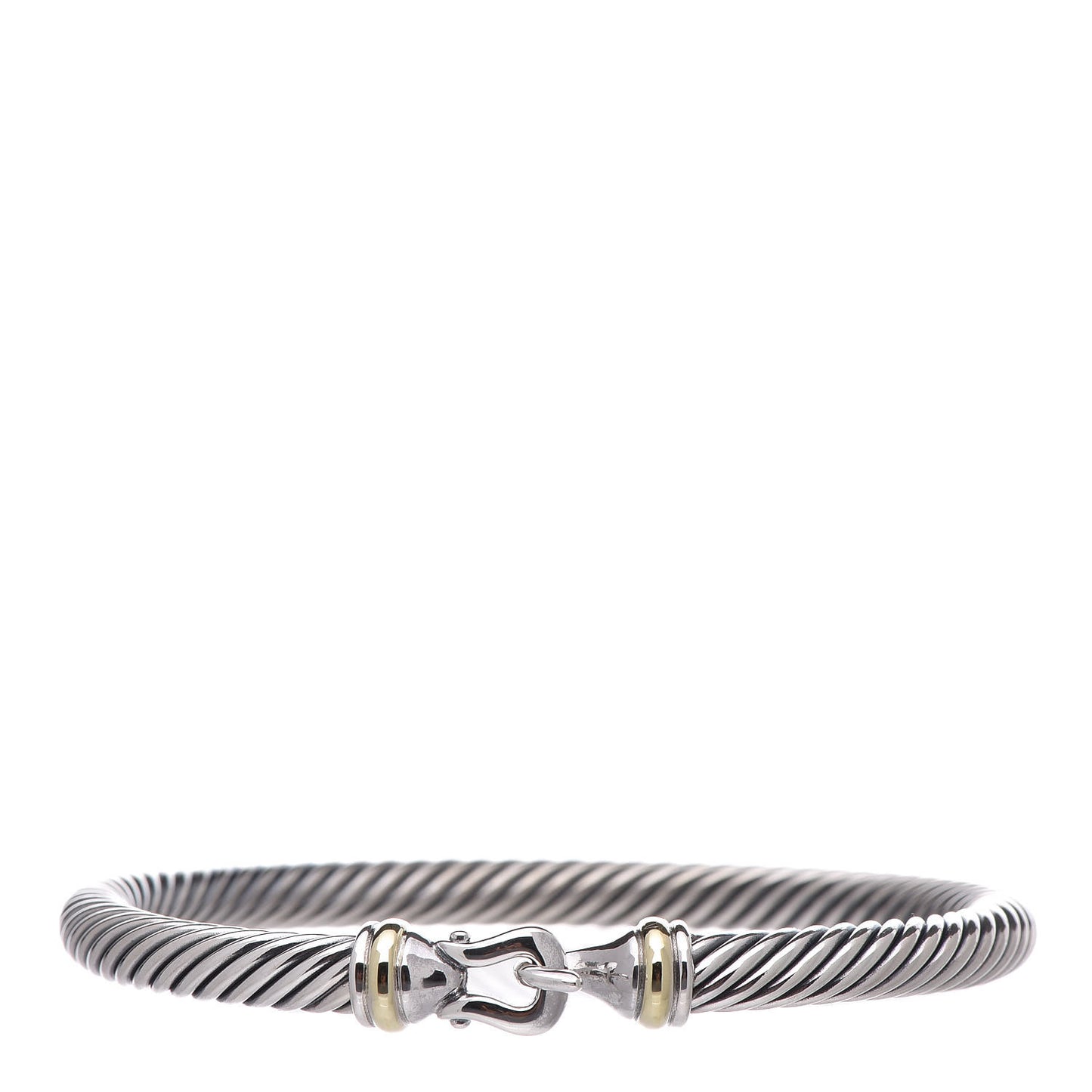 Sterling Silver 18K Yellow Gold 5mm Cable Classic Buckle Bracelet