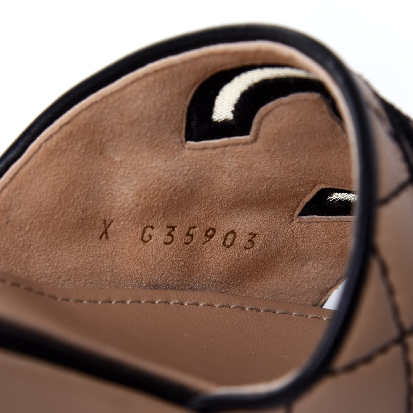 Lambskin Quilted CC Mules 38 Beige Black